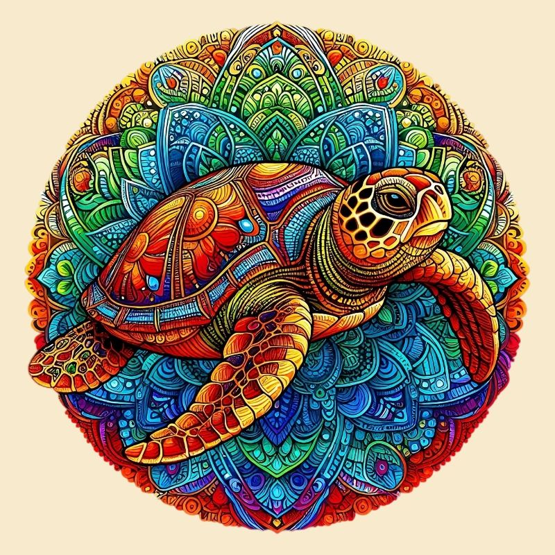 Sea turtle decorated with Mandalas