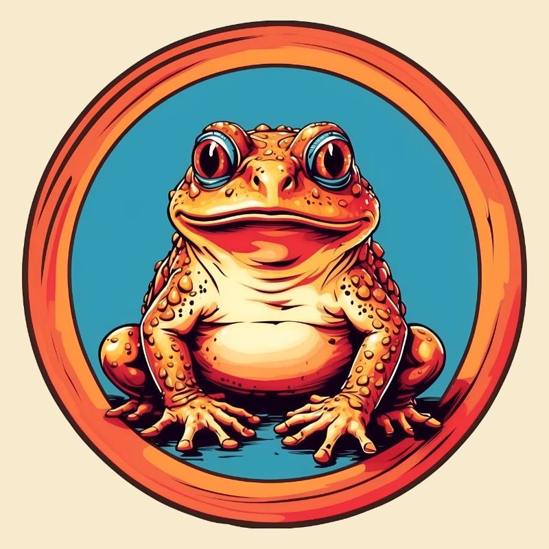Grenouille avec casquette sur des éclaboussures de couleur