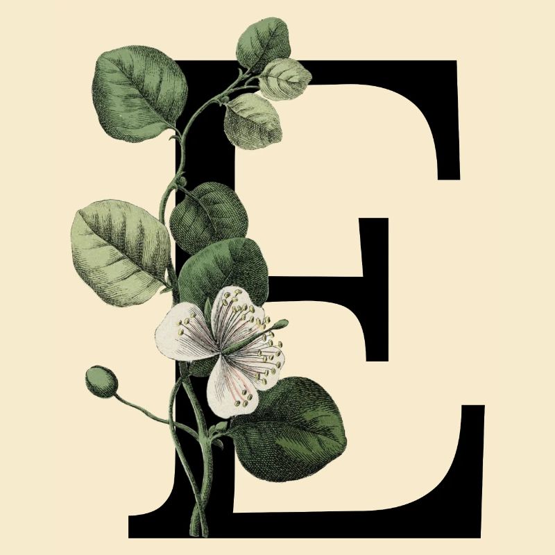Green Botanical Letter E