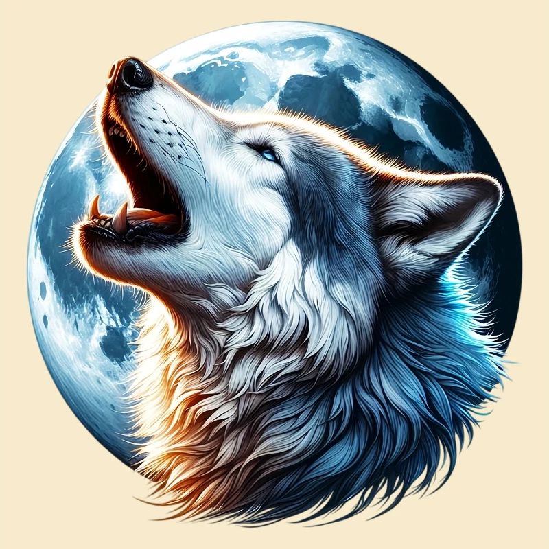 Wolf howls at the full moon