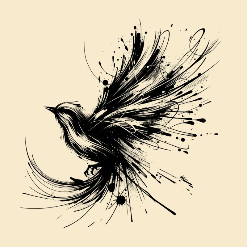 Schwarzer Vogel im InkArt-Stil