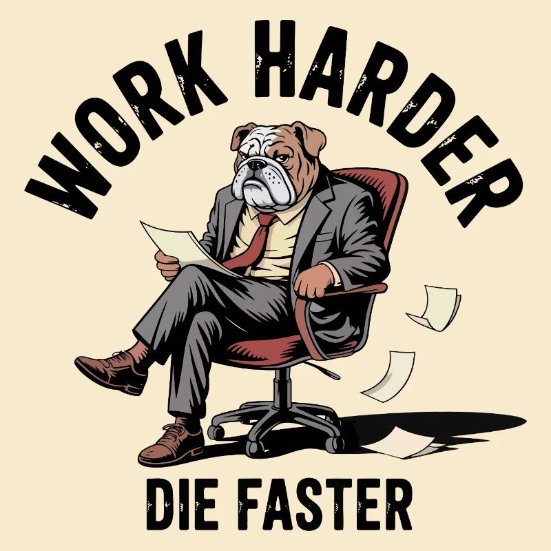 Bulldog Work Hard Satire
