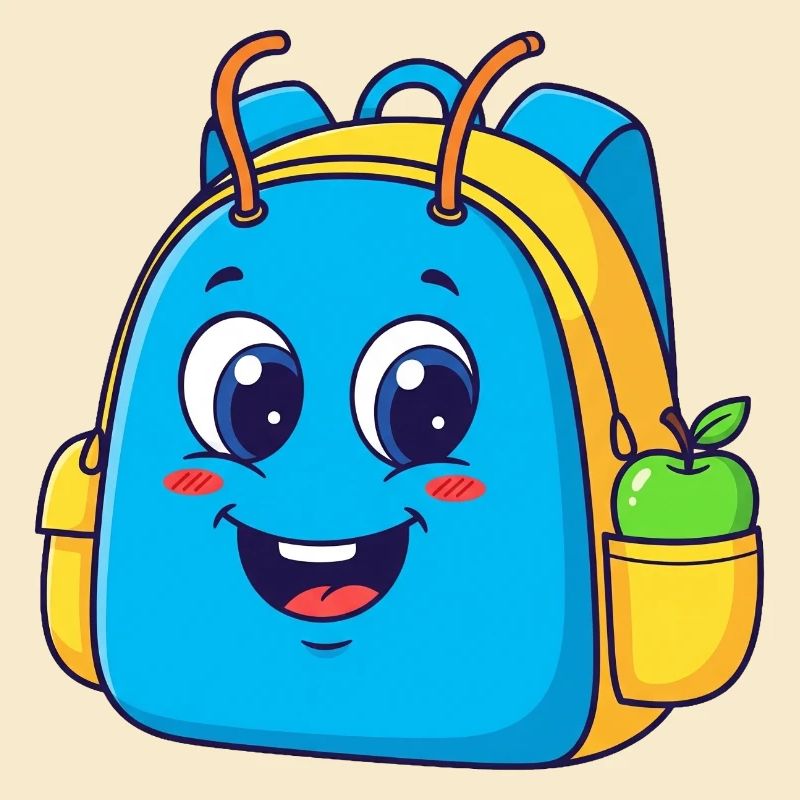 Cheerful backpack with apple motif
