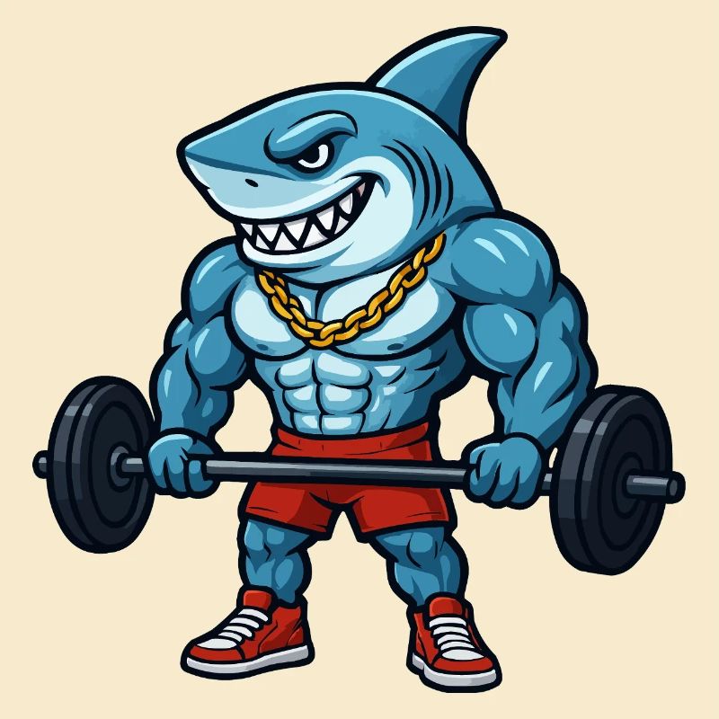 Muscles de requin, bodybuilder comique