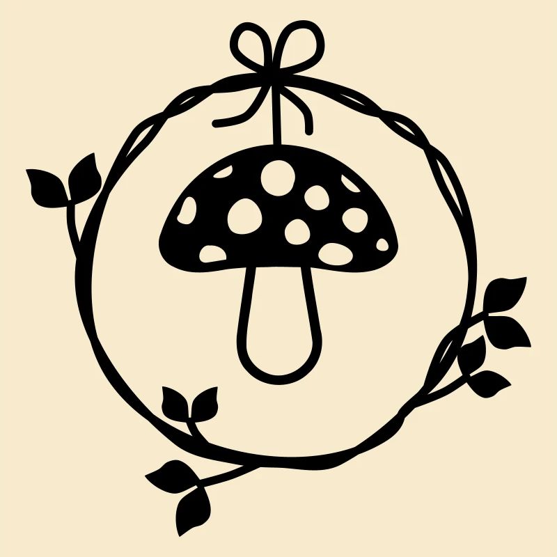Toadstool in the wreath of leaves