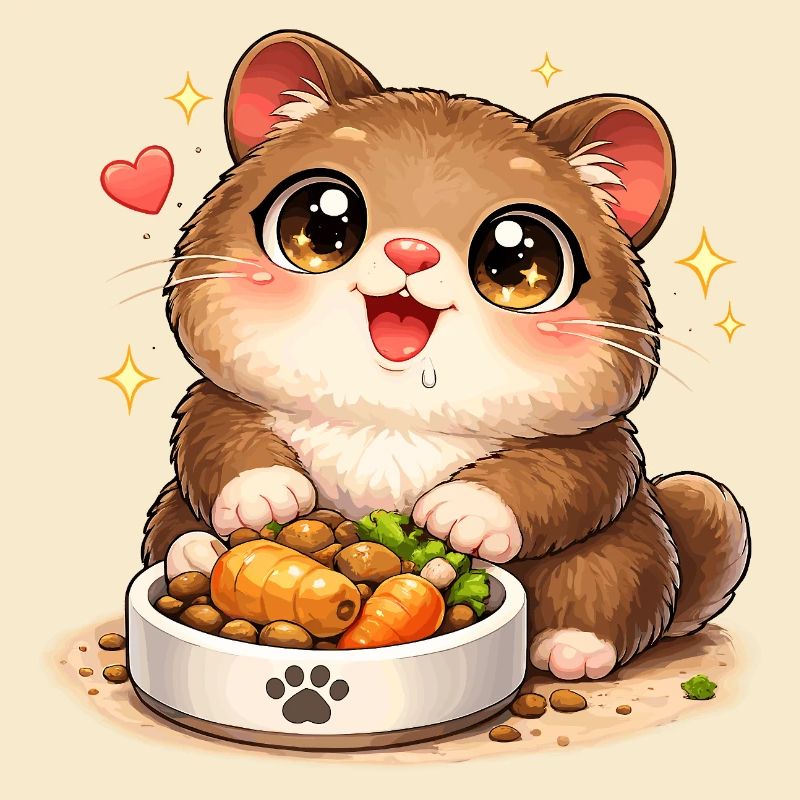 Chat câlin avec gamelle à manger