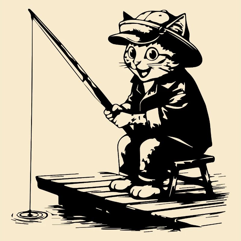 Drôle de Chat Pêcheur - Design de pêche pour les loisirs