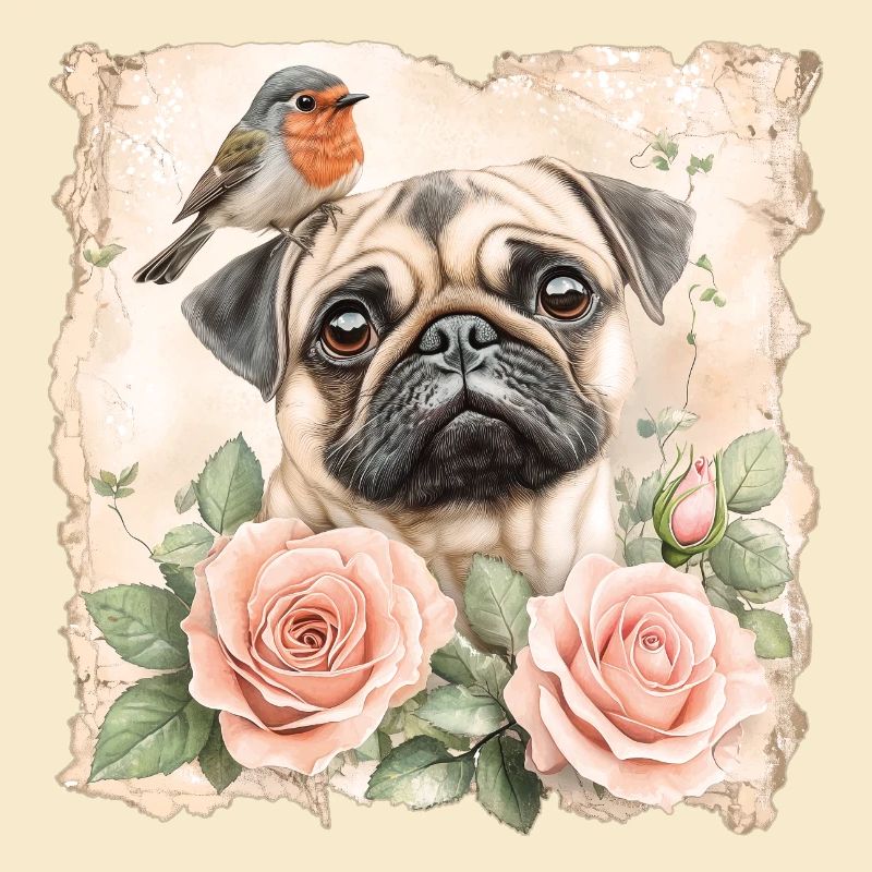 Mops und Rotkehlchen