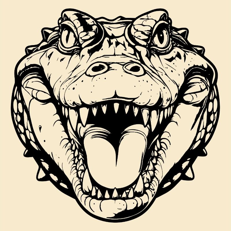 Crocodile Head Solid Color Crocodile Head Black Motif