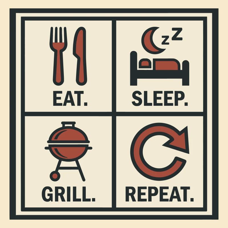 Manger Dormir Griller Recommencer Barbecue