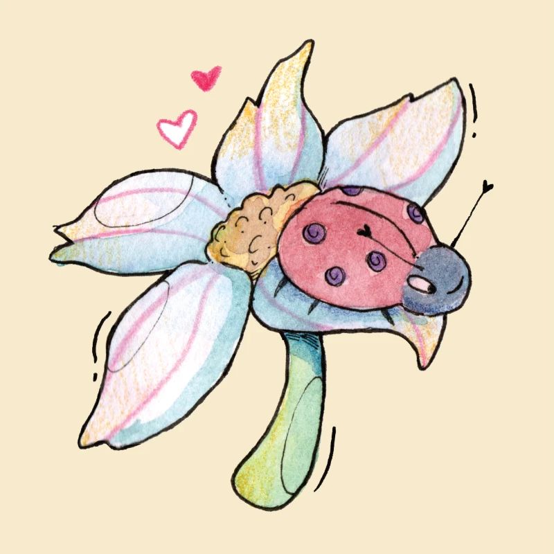Douce Lucky Charm Ladybug sur fleur