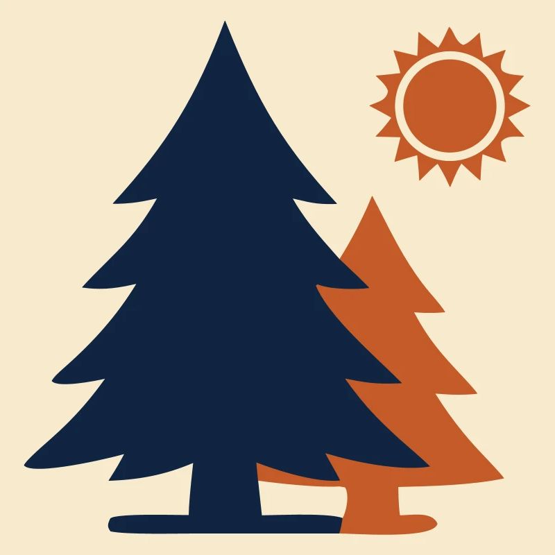 Fir Trees Forest Sun Minimalism