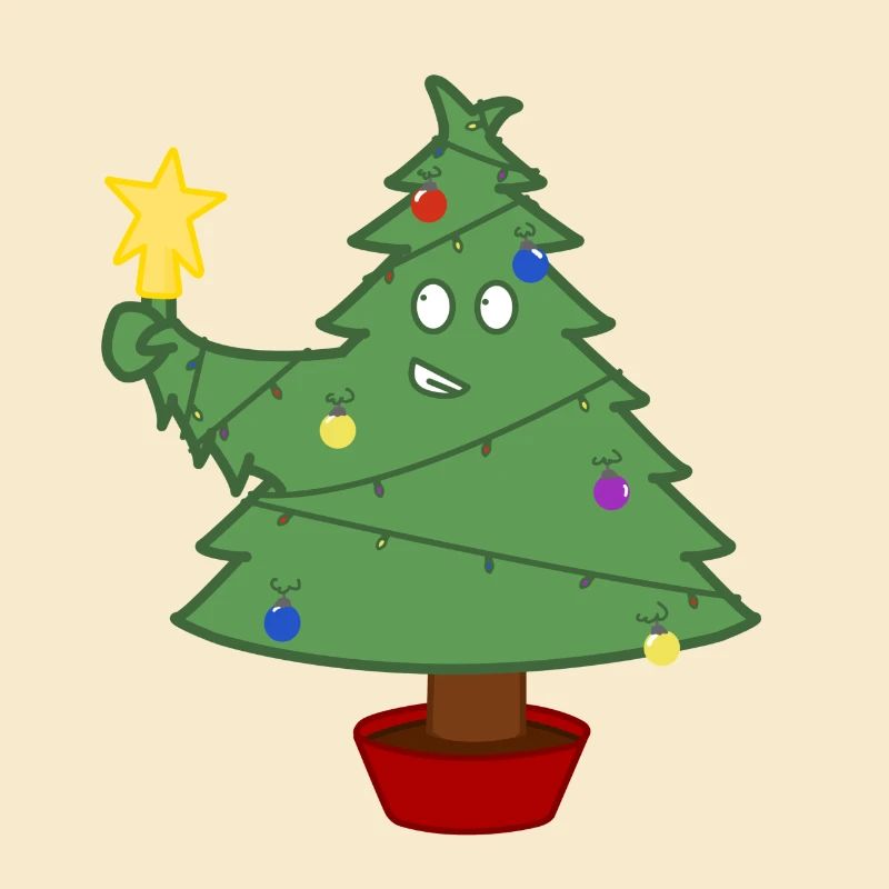 Lächelnder Weihnachtsbaum mit Lichtern