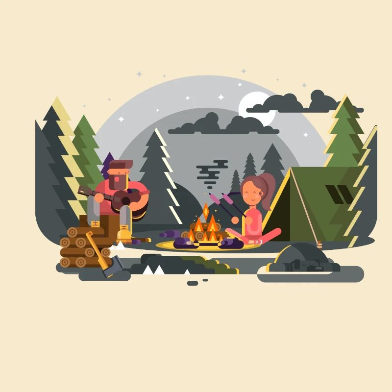Duo de camping Forêt Feu de Camp