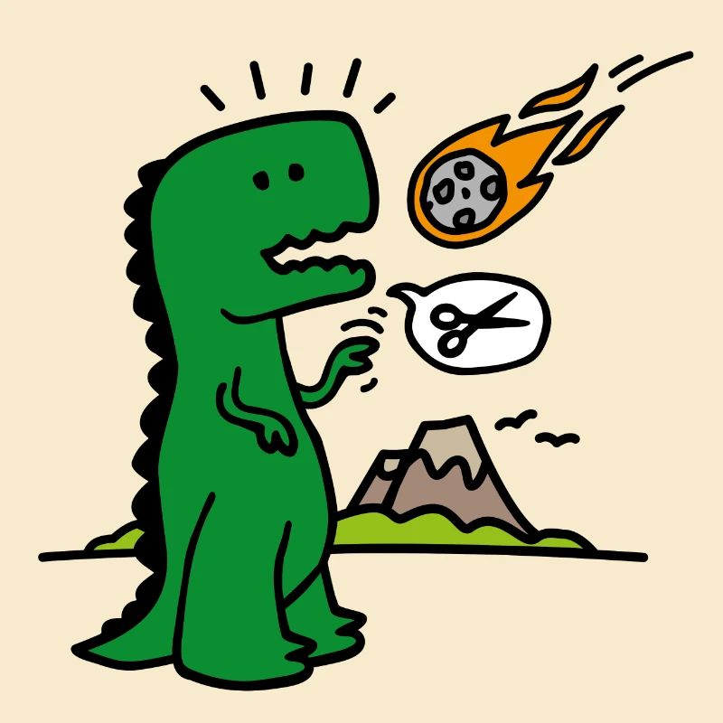Rock paper scissors T-rex drôle dinosaure comète
