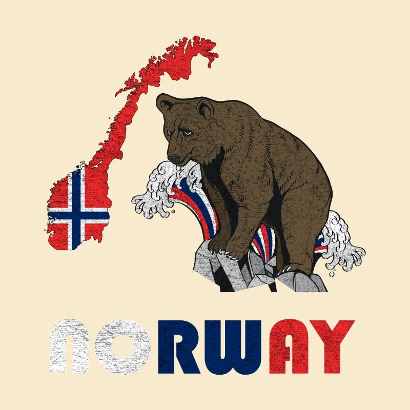 Conception d'ours de Norvège avec carte et drapeau