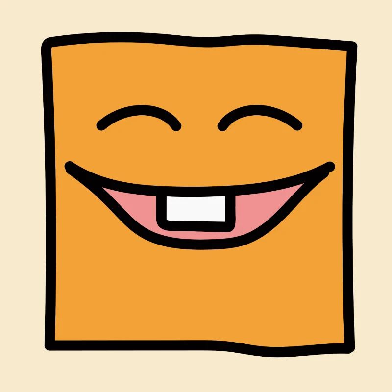 Funny Square Emoji Emoticon Kawaii Expression Face