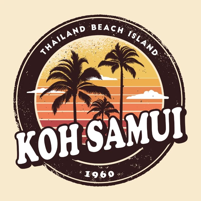 Koh Samui design with palm trees and sun / gift