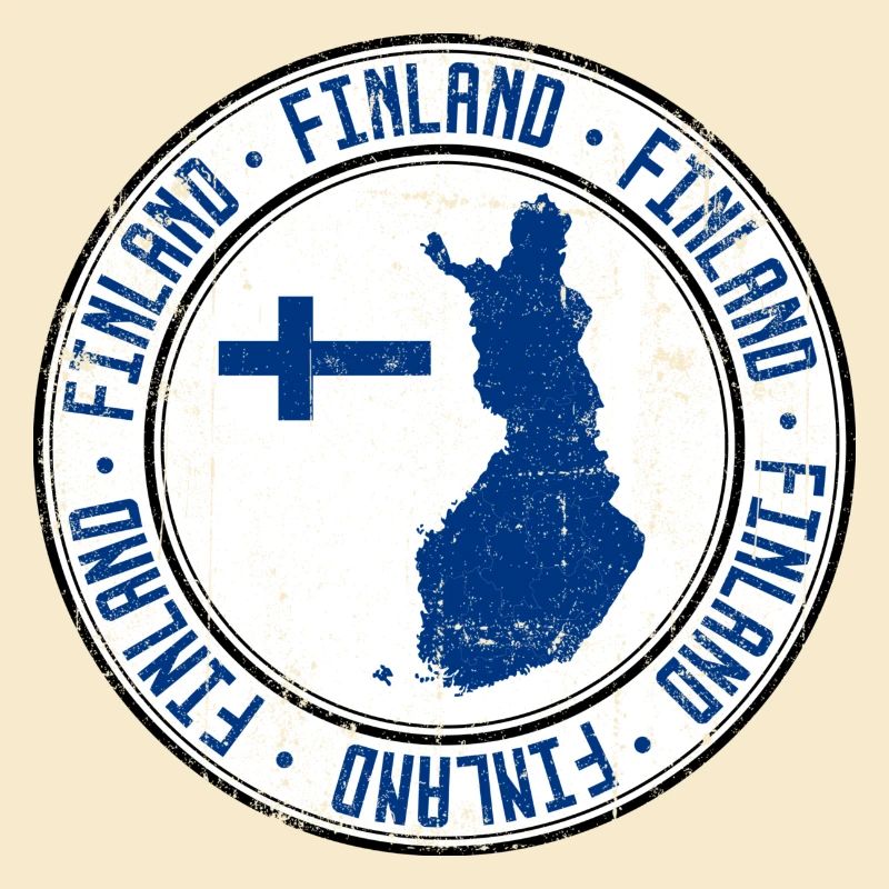 Carte de Finlande Cimier circulaire avec drapeau