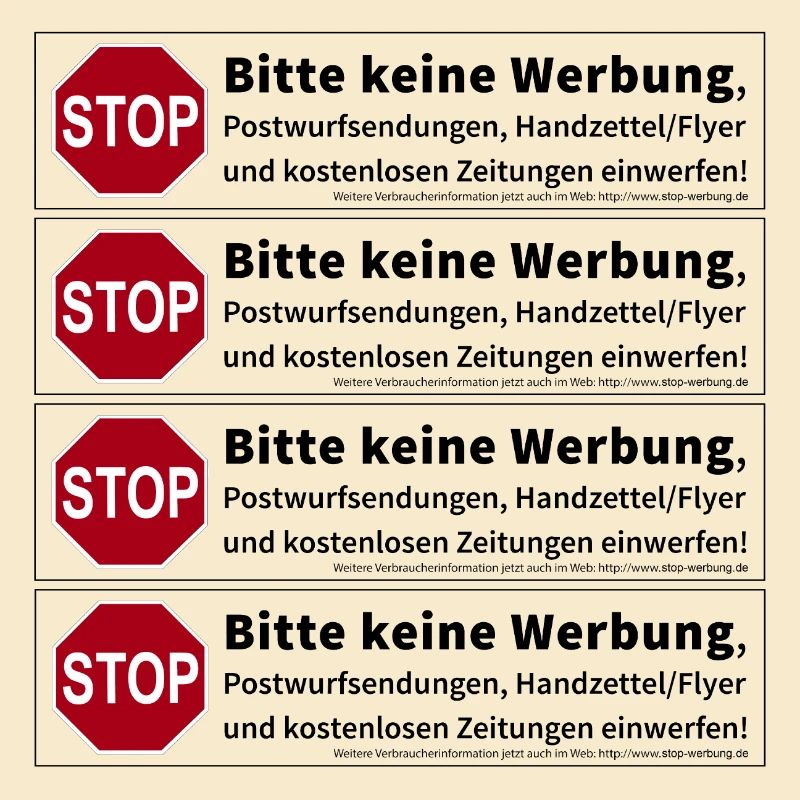 4 x Stop Bitte keine Werbung Sticker