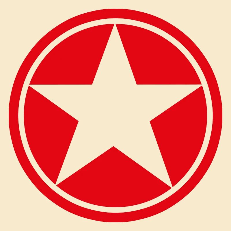 Etoile dans rond rouge cinq branches pentagramme