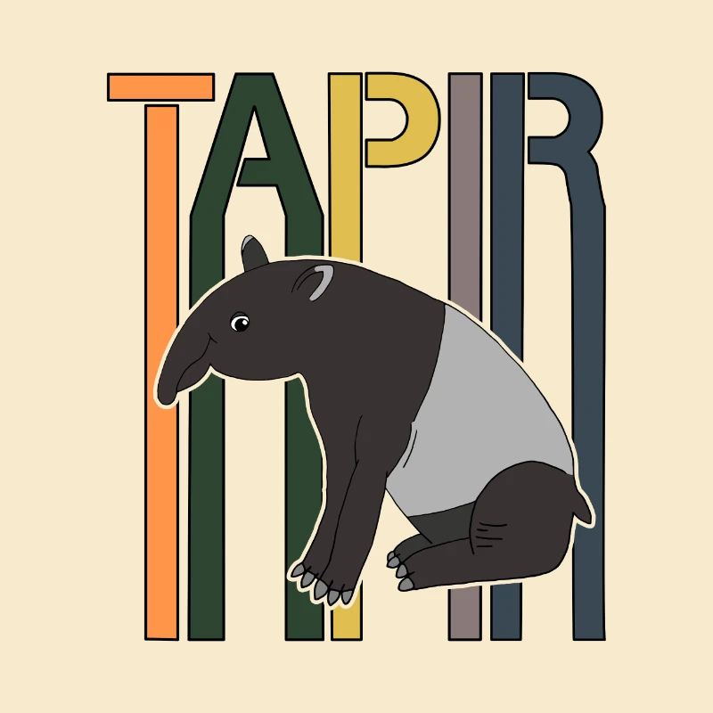 Tapir Retro Schrift Geschenk