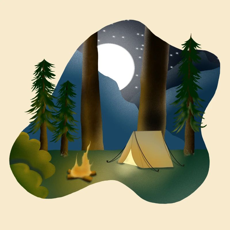 Moonlit night in forest camping