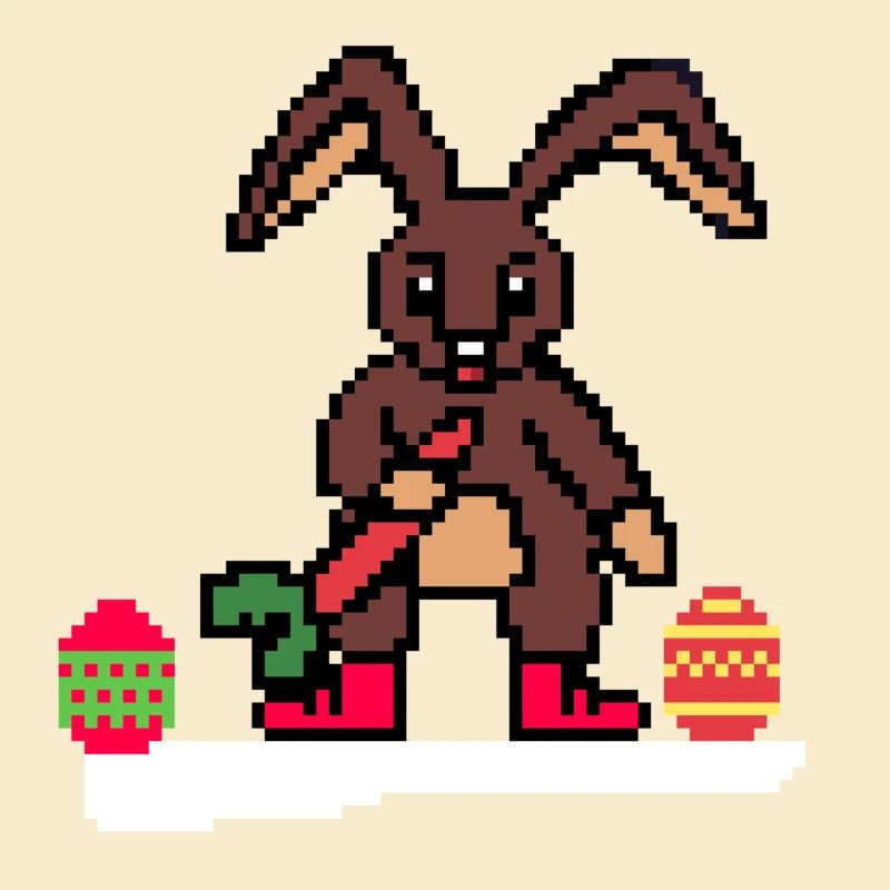 Niedlicher Osterhäschen Pixelart