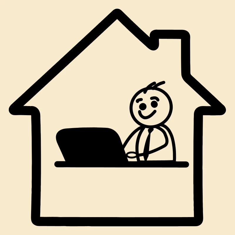Arbeiten zu Hause einfaches Logo
