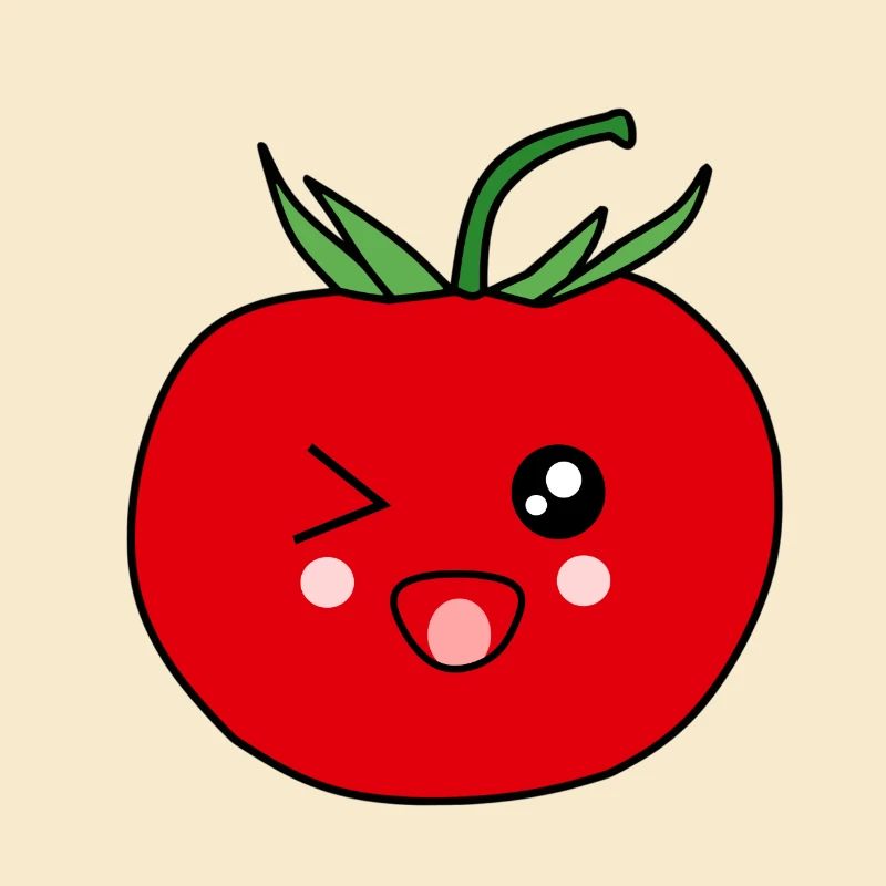 Tomate drôle avec un visage heureux