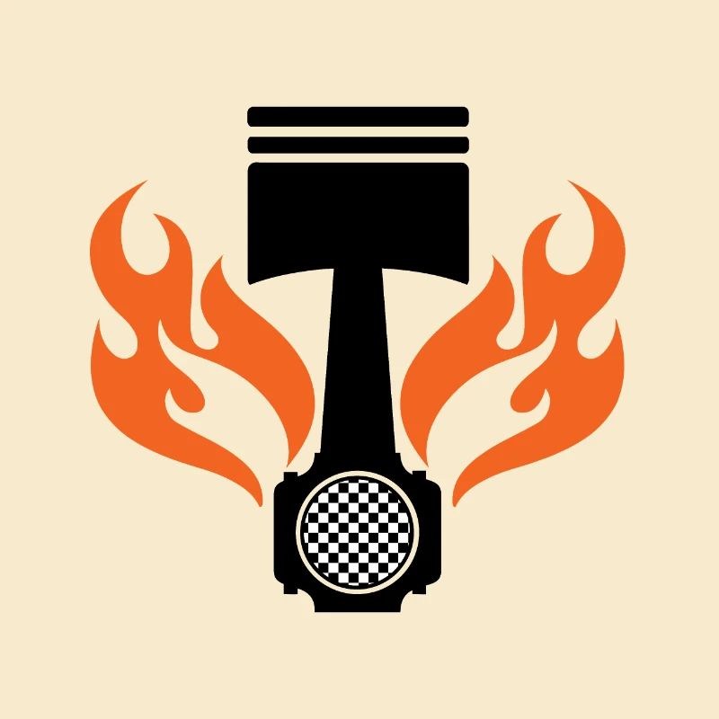 Flaming Piston - Car Auto Racing - Car Auto Window