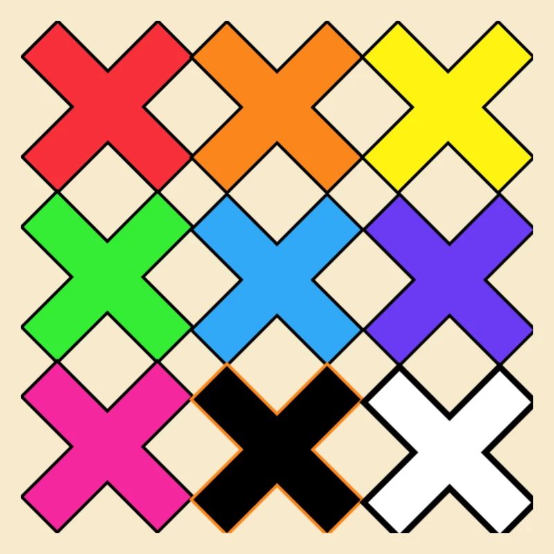 Bunte X Muster auf Schwarz Farben X