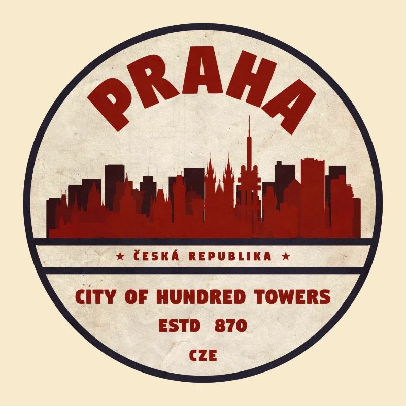 Logo rond vintage de la Skyline de Prague