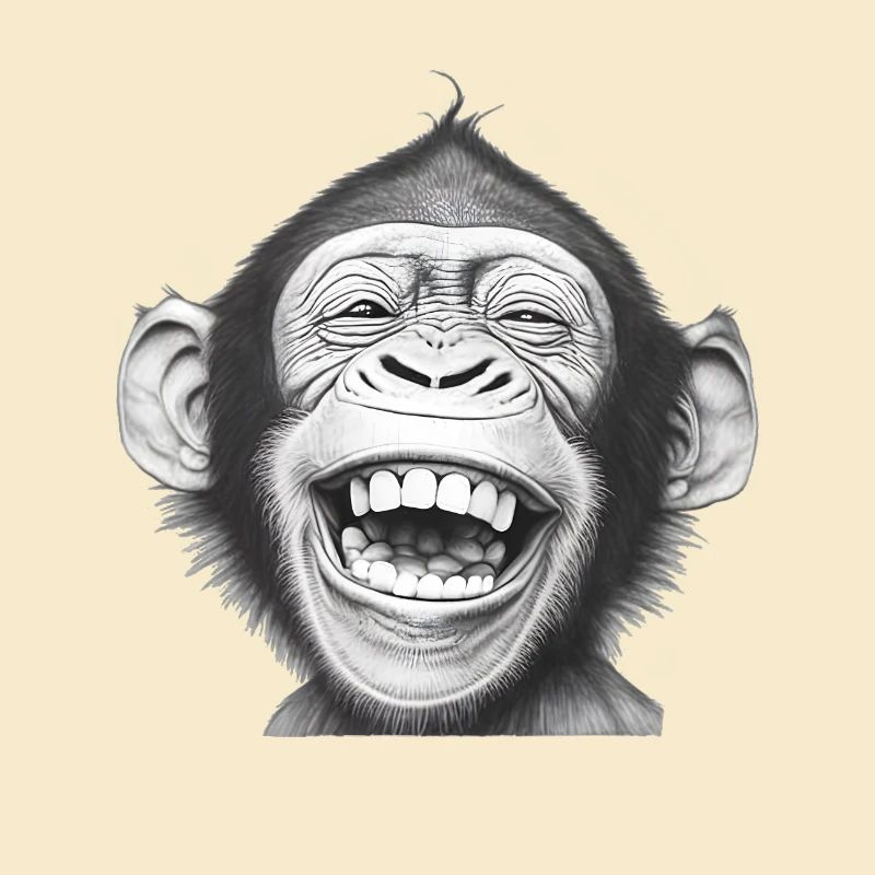 Singe Rieur Noir & Blanc