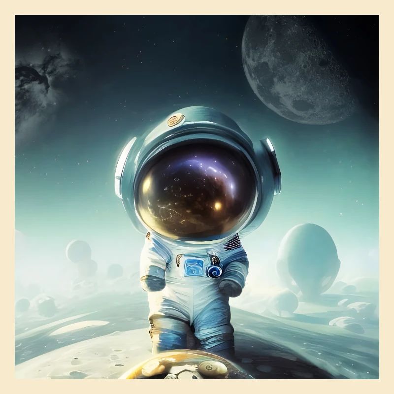 Le petit astronaute sur une planète