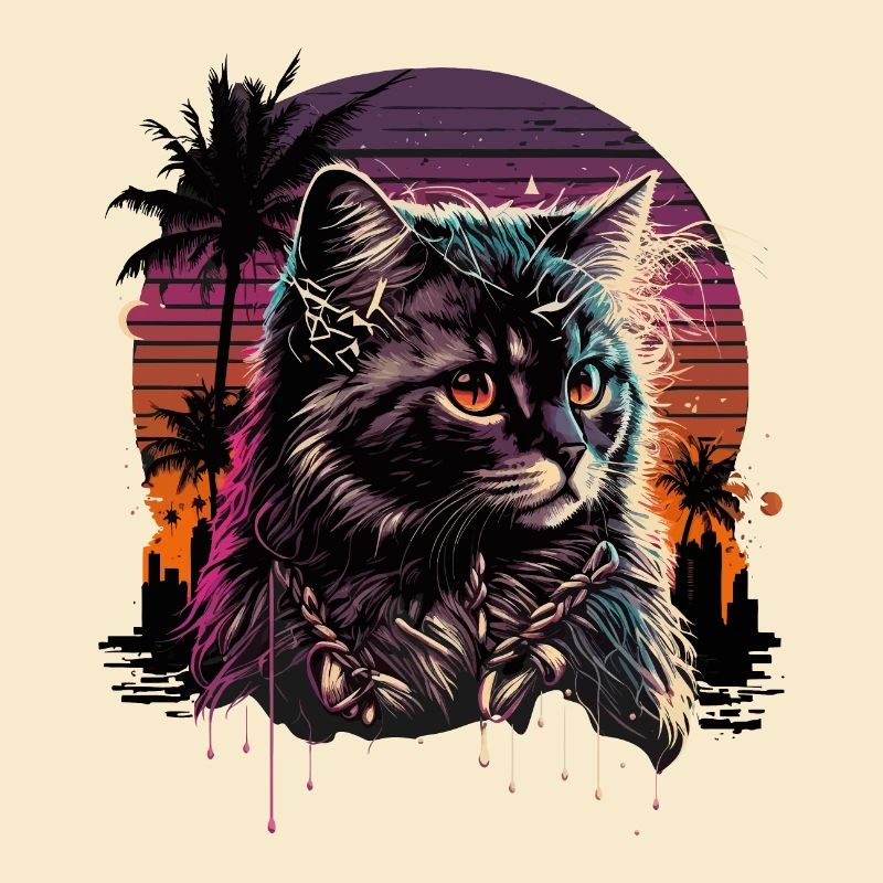 Synthwave Katze