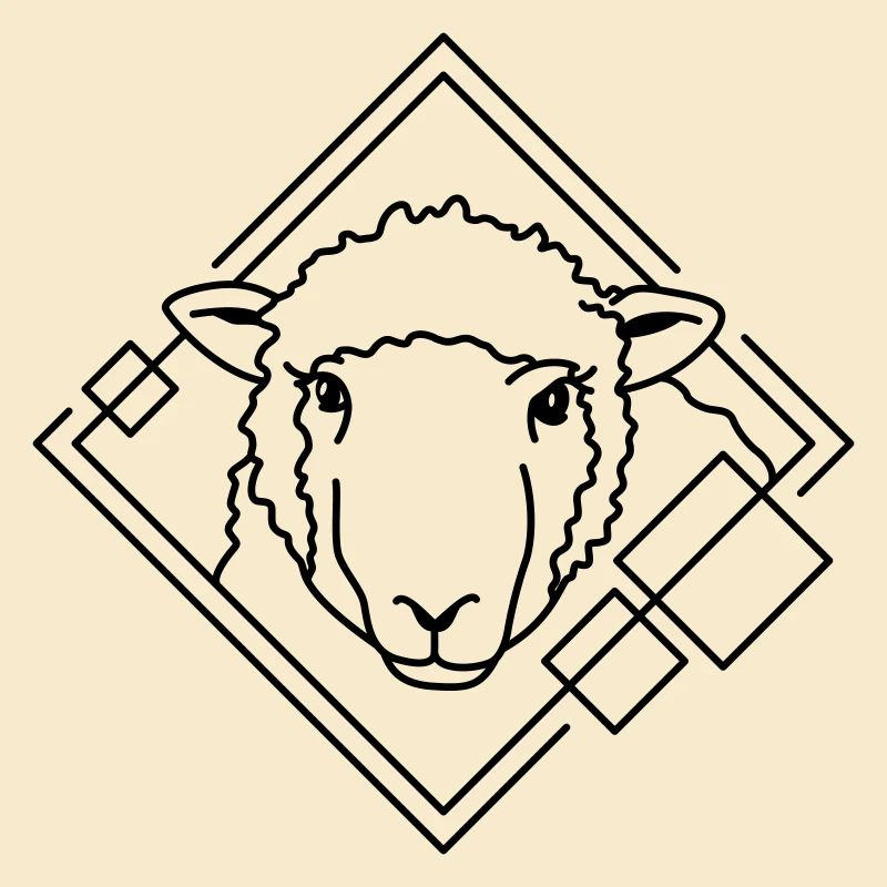 Moutons en forme géométrique - Conception d’art au trait