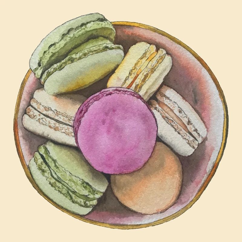 Leckere Macarons sandwich biscuits meringue Gebäck