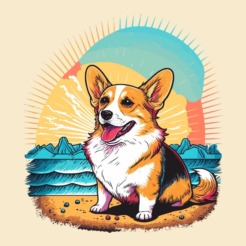 Corgi à la plage