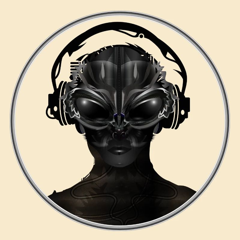 futuristisches Cyborg Wesen mit Kopfhörer