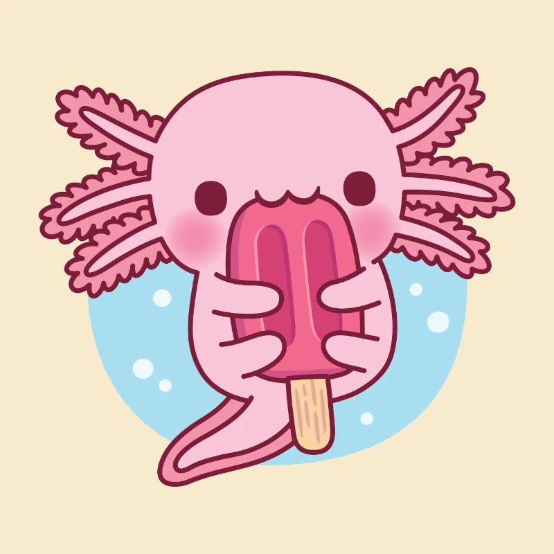 Mignon Axolotl mangeant de la glace