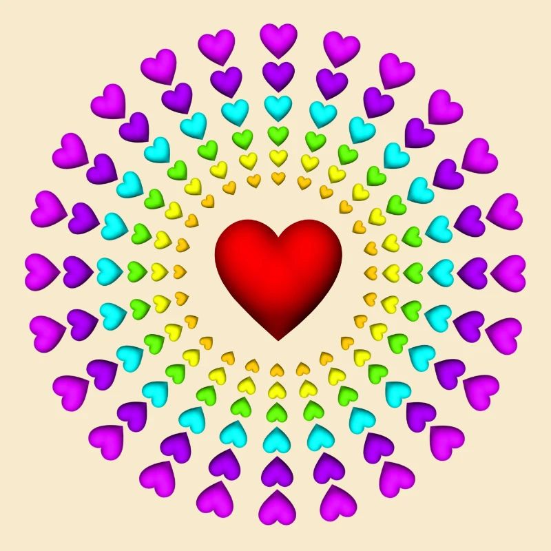 Heart Radial Rainbow Hearts Circle