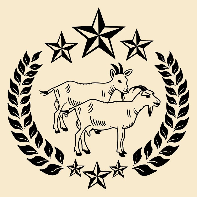 goats in laurel wreath