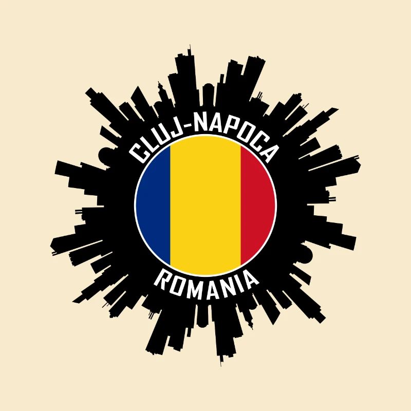 Souvenir de voyage avec le drapeau du drapeau de la Roumanie à la Skyline de Cluj-Napoca