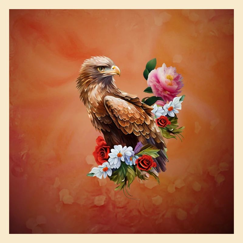 Wunderbarer Adler mit Blumen.