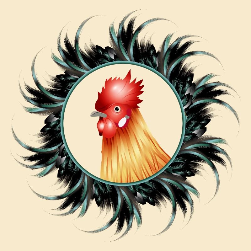 magnificent rooster in feather frame