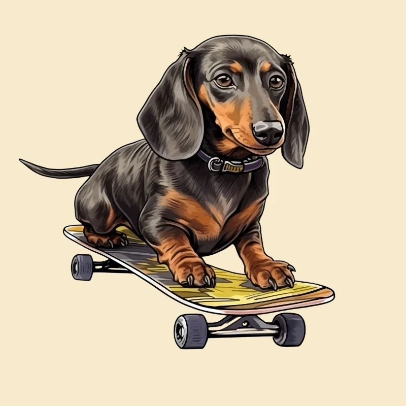 Aventure en skateboard teckel