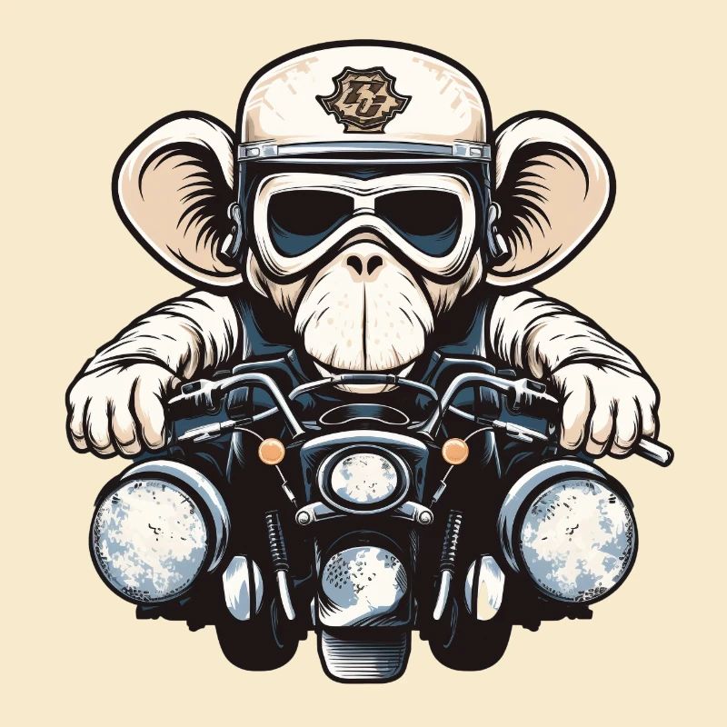 Affe auf Motorrad