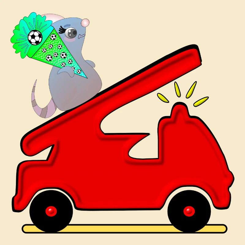 SCHULKIND EINSCHULUNG FEUERWEHRAUTO MAUS