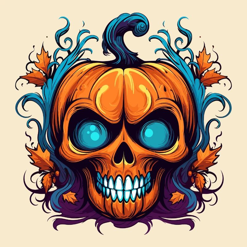 Orange Pumpkin Skull